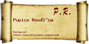 Pupics Roxána névjegykártya